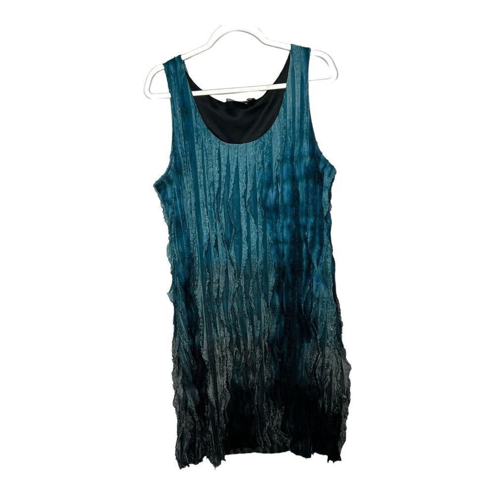Notations Womens Dress Large Textured Green Artsy Funky Mermaid Core Fairy Mesh